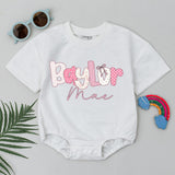 Custom Baby Girl Romper with Pink Floral Name Design, Soft Cotton Bodysuit for Summer, Perfect Baby Shower Gift or Birthday Outfit