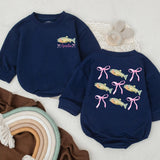 Personalized Bass Fish Romper with Pink Bow for Baby Girl's First Birthday Soft Cotton Summer Outfit Vibrant Green Yellow Design Gift