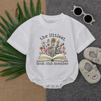 Littlest Book Club Member Baby Romper Pastel Floral Reading Gift Soft Cotton Infant Book Lover Outfit Playful Bookish Baby Clothes