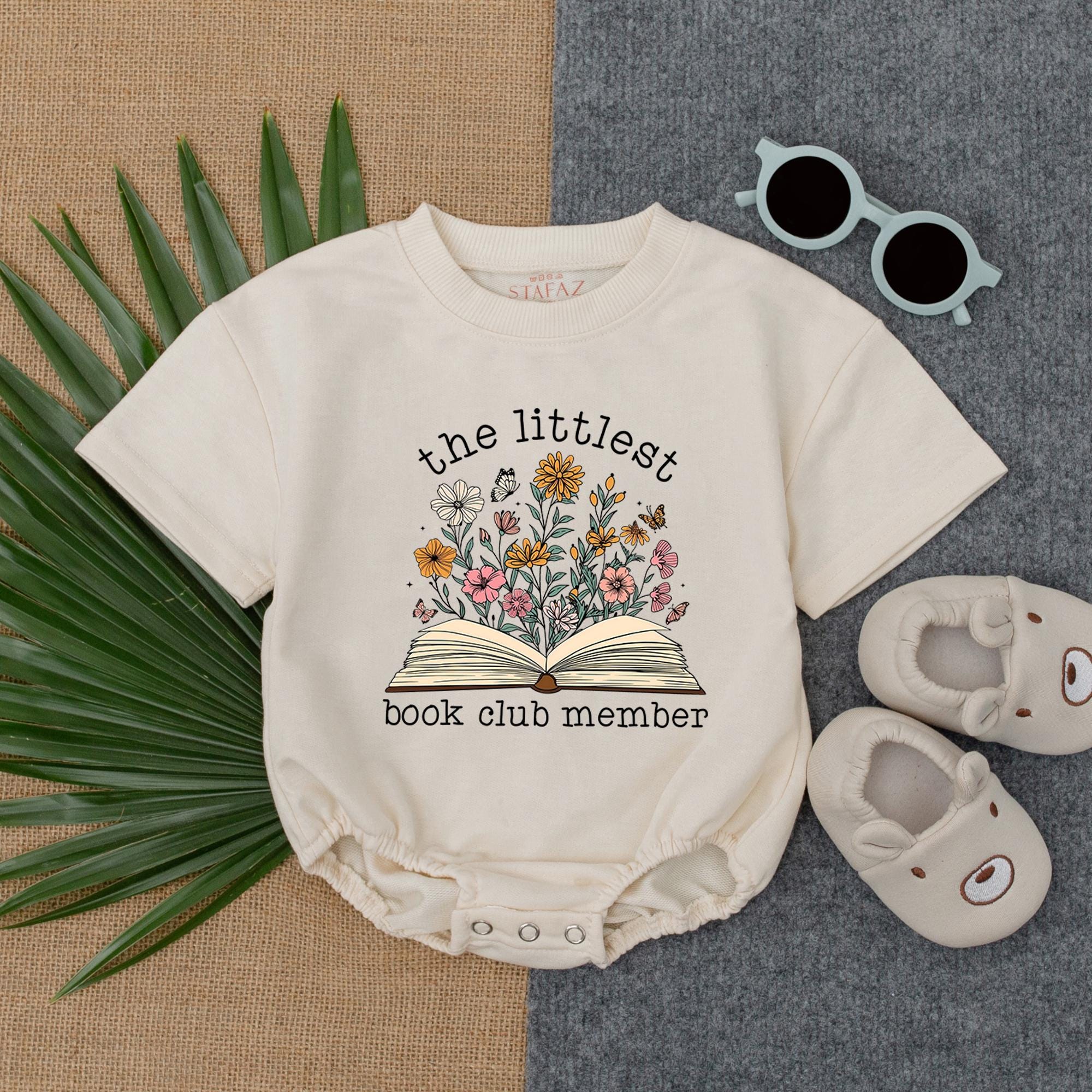 Littlest Book Club Member Baby Romper Pastel Floral Reading Gift Soft Cotton Infant Book Lover Outfit Playful Bookish Baby Clothes