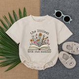 Littlest Book Club Member Baby Romper Pastel Floral Reading Gift Soft Cotton Infant Book Lover Outfit Playful Bookish Baby Clothes