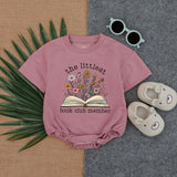 Littlest Book Club Member Baby Romper Pastel Floral Reading Gift Soft Cotton Infant Book Lover Outfit Playful Bookish Baby Clothes