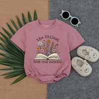 Littlest Book Club Member Baby Romper Pastel Floral Reading Gift Soft Cotton Infant Book Lover Outfit Playful Bookish Baby Clothes