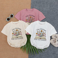 Littlest Book Club Member Baby Romper Pastel Floral Reading Gift Soft Cotton Infant Book Lover Outfit Playful Bookish Baby Clothes
