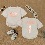 Personalized One Sweet Peach Birthday Romper Baby Girl First Birthday Party Outfit Soft Cotton Peach Lover Gift with Custom Name