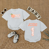 Personalized One Sweet Peach Birthday Romper Baby Girl First Birthday Party Outfit Soft Cotton Peach Lover Gift with Custom Name