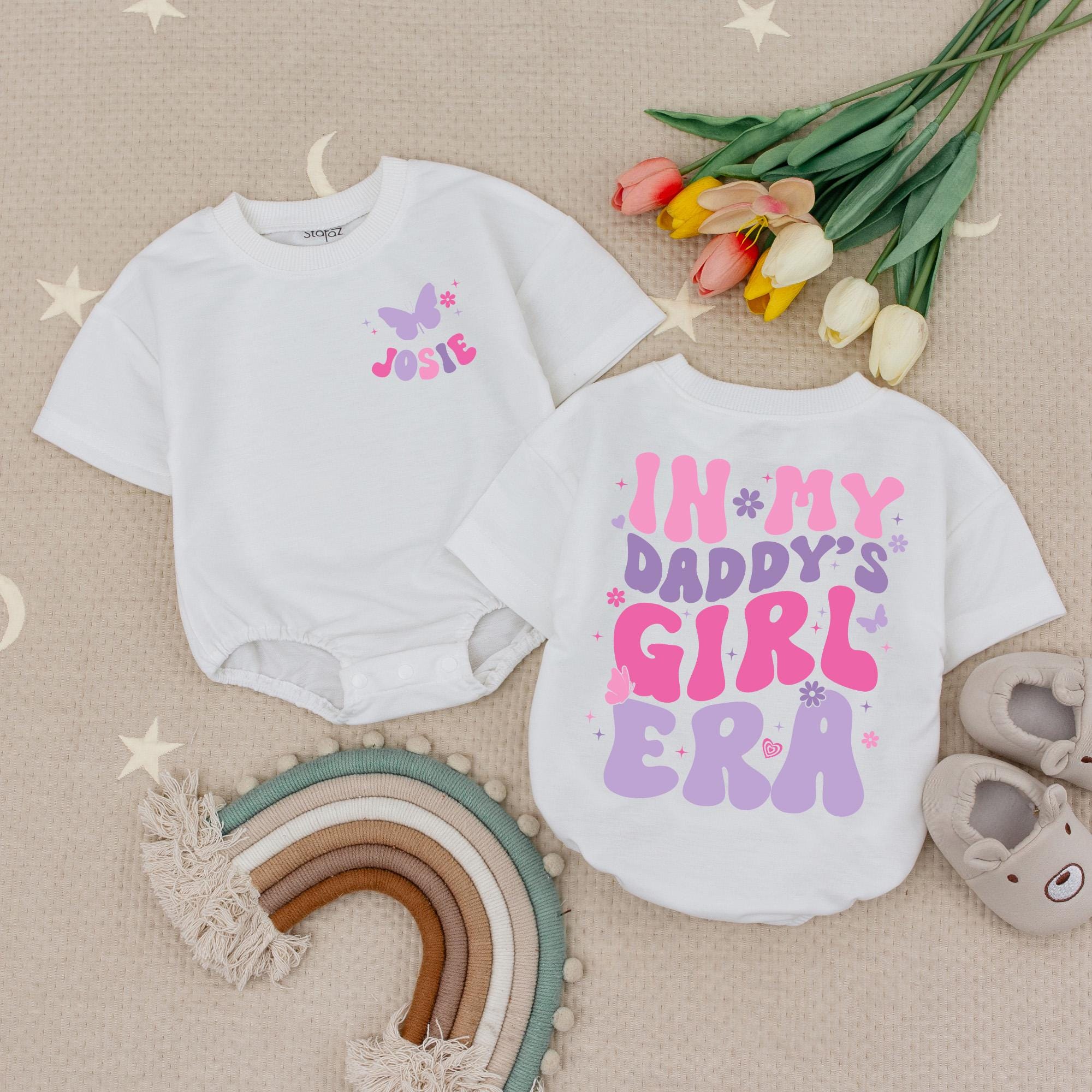 Personalized Daddy's Girl Era Baby Romper with Butterfly and Name Playful Outfit for Toddler Girl Soft Cotton Gift Birthday Celebration