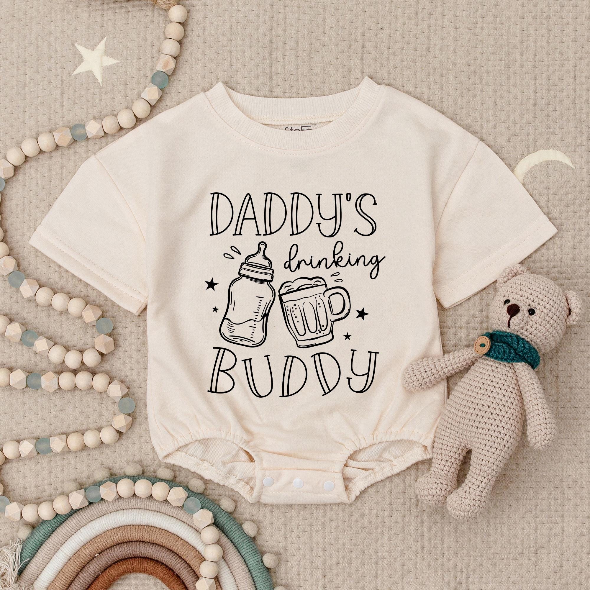 Daddy's Drinking Buddy Baby Romper Funny Beer Bodysuit Gift for Father's Day Baby Shower Cute Soft Cotton Infant Outfit
