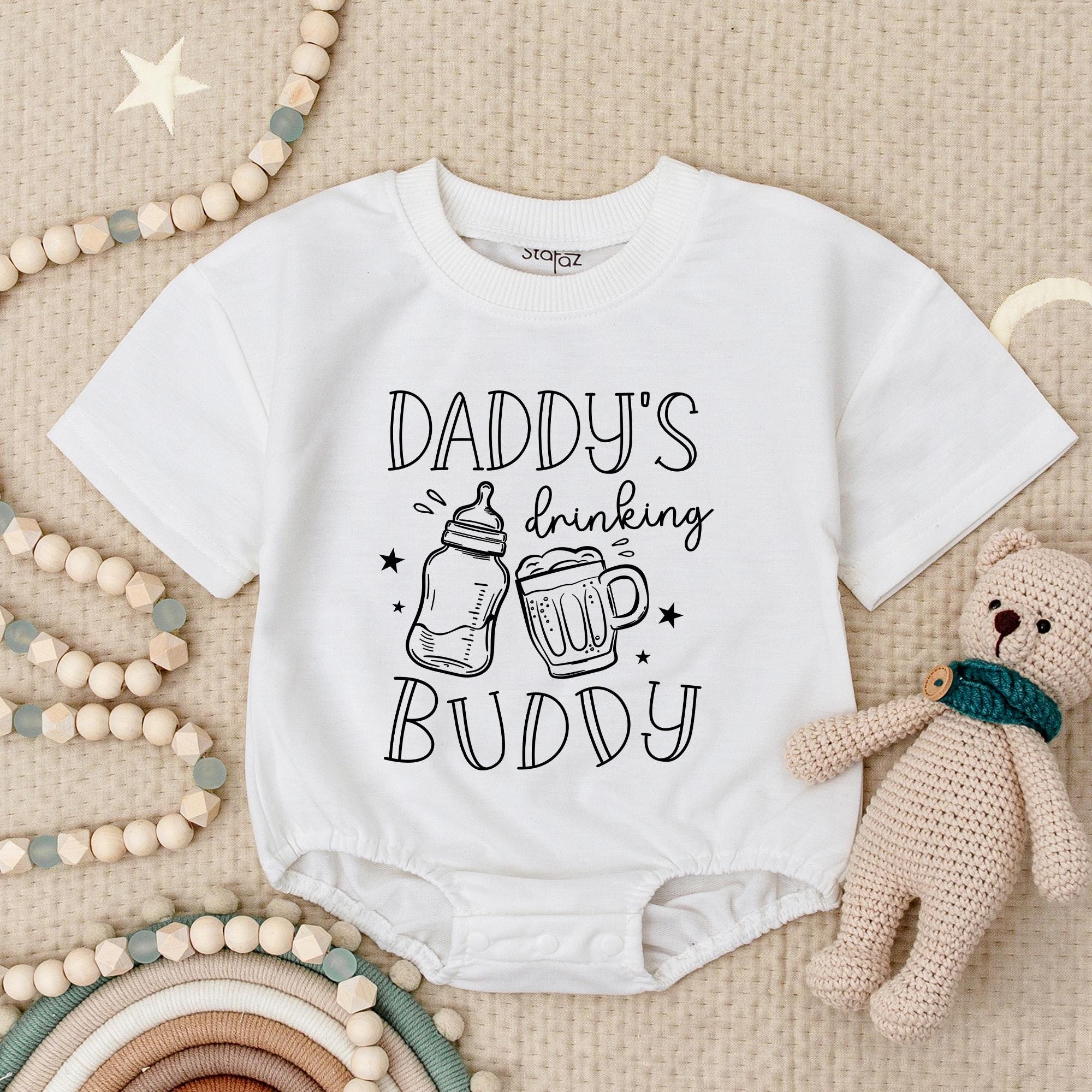 Daddy's Drinking Buddy Baby Romper Funny Beer Bodysuit Gift for Father's Day Baby Shower Cute Soft Cotton Infant Outfit