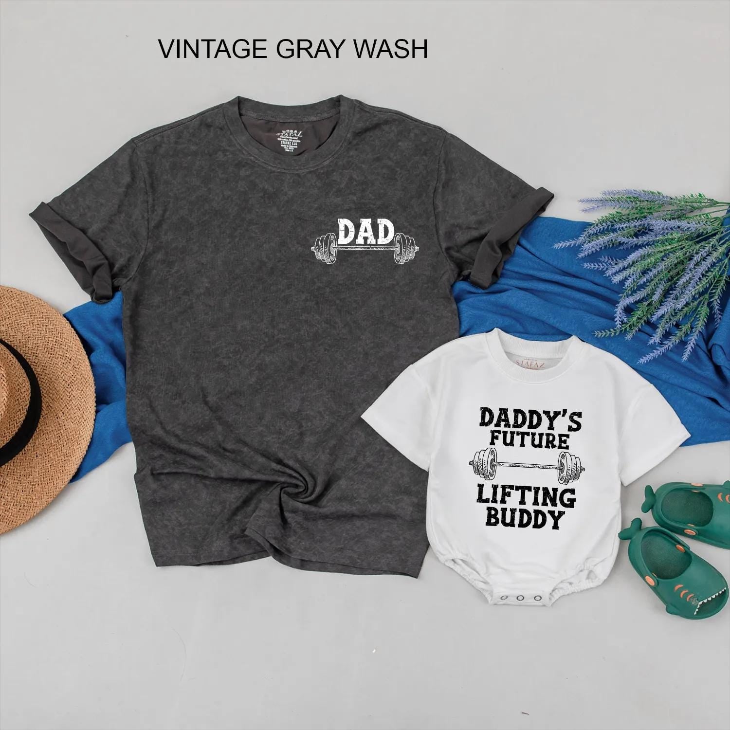 Dad and Baby Matching Gym Shirts Custom Personalized Weightlifting Outfit Father's Day Gift Sporty Cotton Comfort