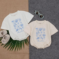 Personalized Seashell Baby Romper with Name, Short Sleeve Ocean-Themed Bodysuit for Summer, Soft Cotton Beach Outfit for Babies and Toddlers