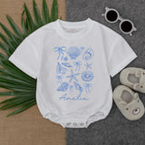 Personalized Seashell Baby Romper with Name, Short Sleeve Ocean-Themed Bodysuit for Summer, Soft Cotton Beach Outfit for Babies and Toddlers