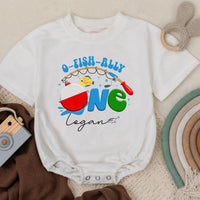 Personalized O-Fish-Ally One Romper Baby Boy First Birthday Outfit Fishing Theme Cotton Bodysuit Vibrant Summer Celebration Gift