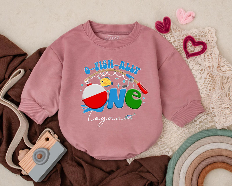 Personalized O-Fish-Ally One Romper Baby Boy First Birthday Outfit Fishing Theme Cotton Bodysuit Vibrant Summer Celebration Gift
