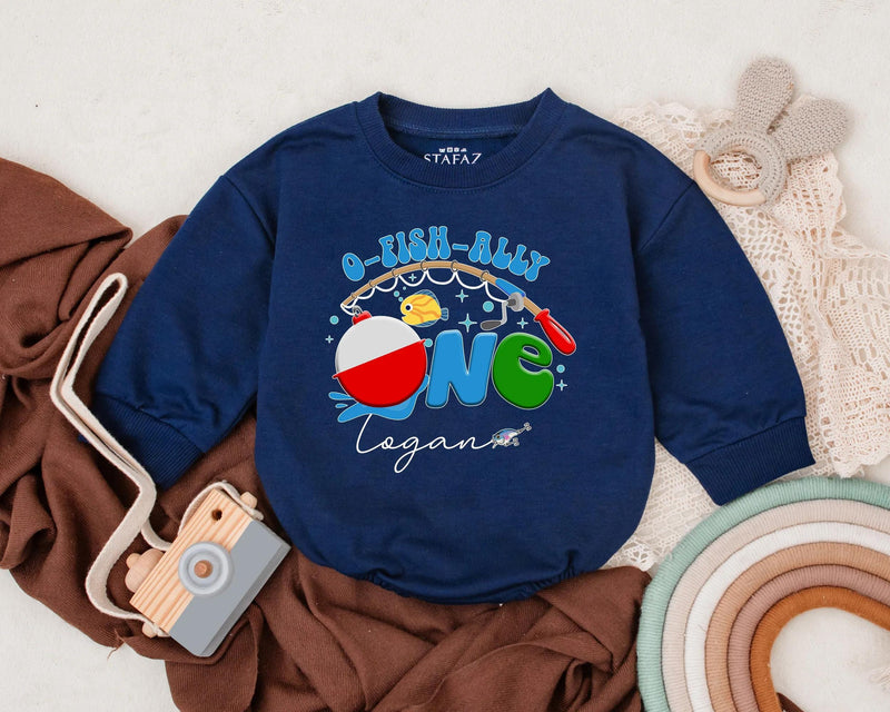 Personalized O-Fish-Ally One Romper Baby Boy First Birthday Outfit Fishing Theme Cotton Bodysuit Vibrant Summer Celebration Gift
