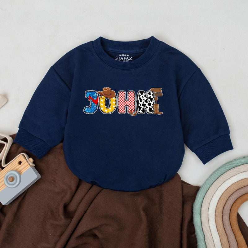 Personalized Cowboy Romper with Retro Western Patterns Fun First Birthday Outfit for Baby Boys Comfortable Cotton Playful Design