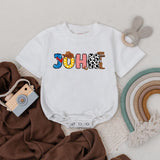 Personalized Cowboy Romper with Retro Western Patterns Fun First Birthday Outfit for Baby Boys Comfortable Cotton Playful Design