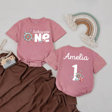 Custom Sailing Into ONE Romper Baby Birthday Outfit Beach Ocean Theme Personalized Amelia's 1st Celebration Nautical Gift