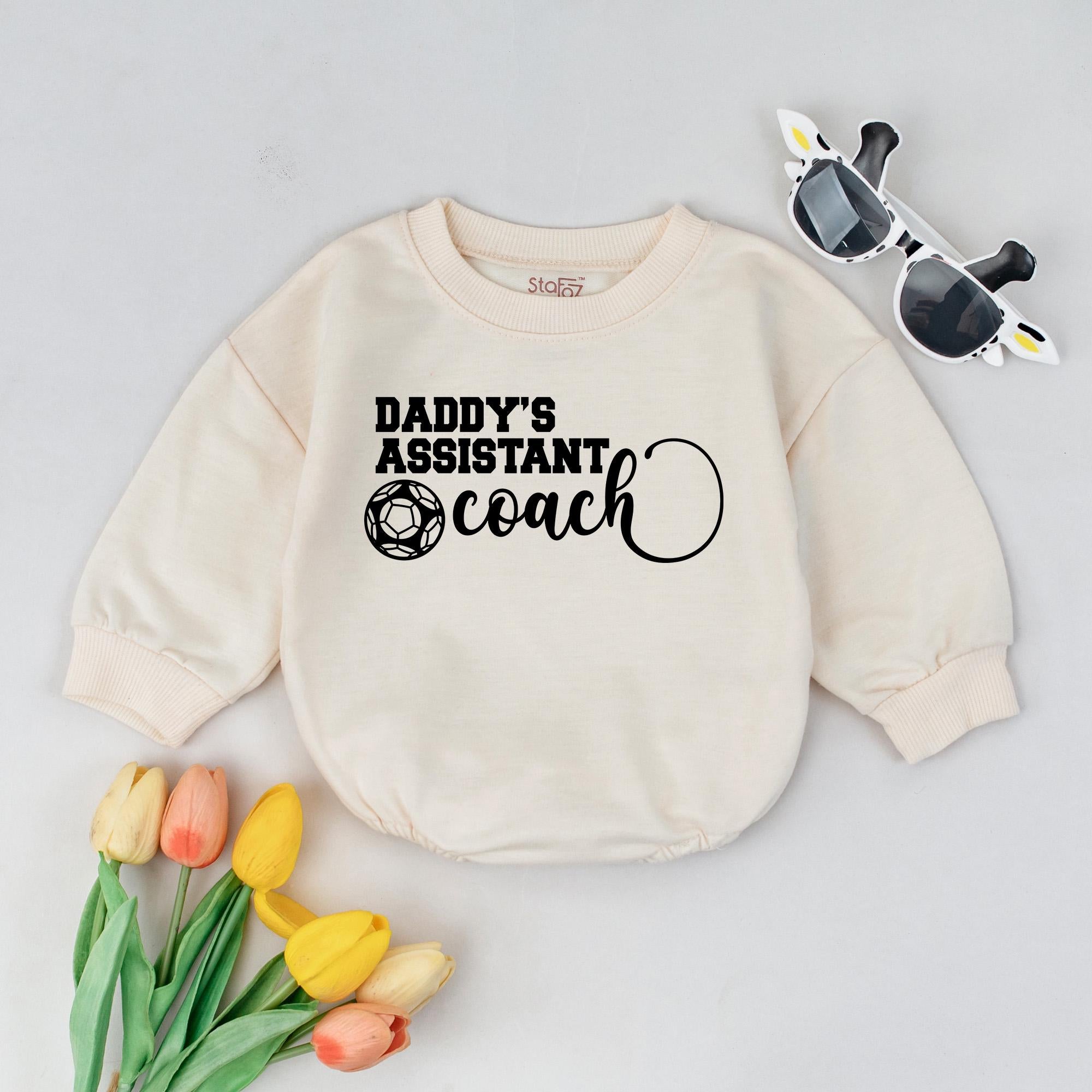 Daddy's Assistant Coach Baby Outfit Soccer-Themed Gift Soft Cotton Infant Clothes Birthday Party Boy Girl Future Player