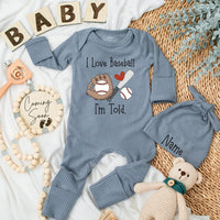 I Love Baseball Baby Romper with Funny Quote, Cute Sports Fan Outfit for Newborn Boy, Soft Cotton Long Sleeve, Game Day Baby Shower Gift