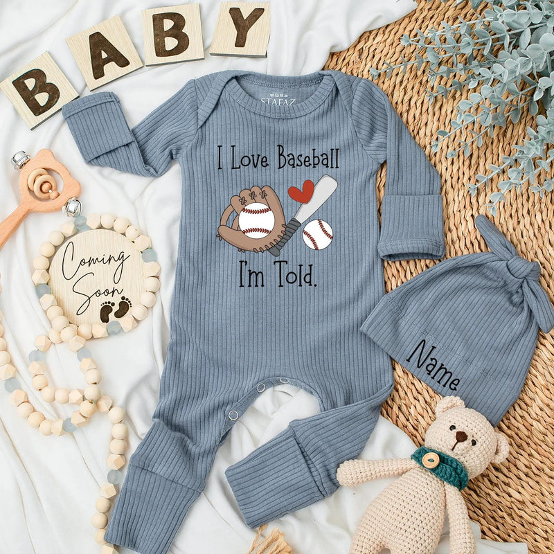 I Love Baseball Baby Romper with Funny Quote, Cute Sports Fan Outfit for Newborn Boy, Soft Cotton Long Sleeve, Game Day Baby Shower Gift