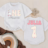Personalized First Birthday Romper Floral Silly Goose Design Custom Name Baby Girl Outfit Soft Pastel Infant Party Clothes Gift