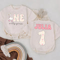 Personalized First Birthday Romper Floral Silly Goose Design Custom Name Baby Girl Outfit Soft Pastel Infant Party Clothes Gift