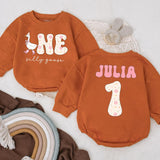 Personalized First Birthday Romper Floral Silly Goose Design Custom Name Baby Girl Outfit Soft Pastel Infant Party Clothes Gift