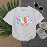 Custom Ellie Romper with Pink Flamingo Beach Design Baby Girl Summer Outfit Playful Patterns Personalized Gift