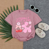 Literally Just A Girl Long Sleeve Bubble Romper with Pink Balloon Animals for Baby Girl Cute Toddler Outfit Fun Fall Style Gift