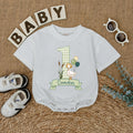 Personalized Baby First Birthday Romper with Goose and Balloons Soft Green Camden Name Outfit Gift Cute Infant Celebration Clothes