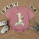 Personalized Baby First Birthday Romper with Goose and Balloons Soft Green Camden Name Outfit Gift Cute Infant Celebration Clothes