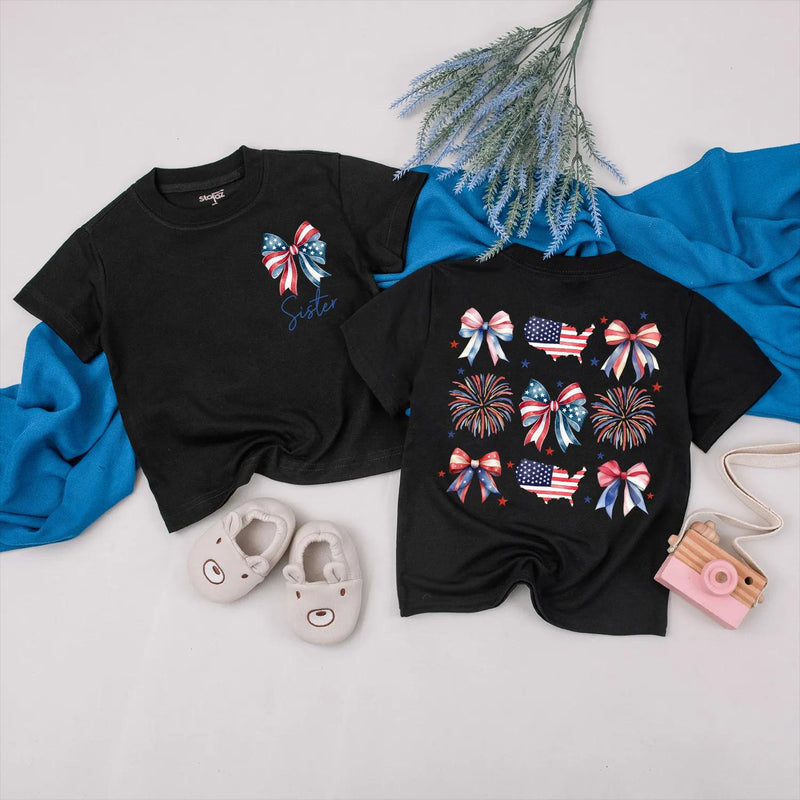 Patriotic Mama and Baby Matching Outfits Red White Blue Fireworks Family Shirts USA Romper Celebrate 4th of July Independence Day