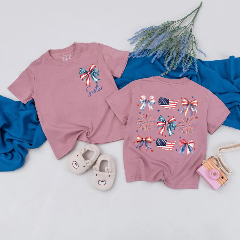 Patriotic Mama and Baby Matching Outfits Red White Blue Fireworks Family Shirts USA Romper Celebrate 4th of July Independence Day