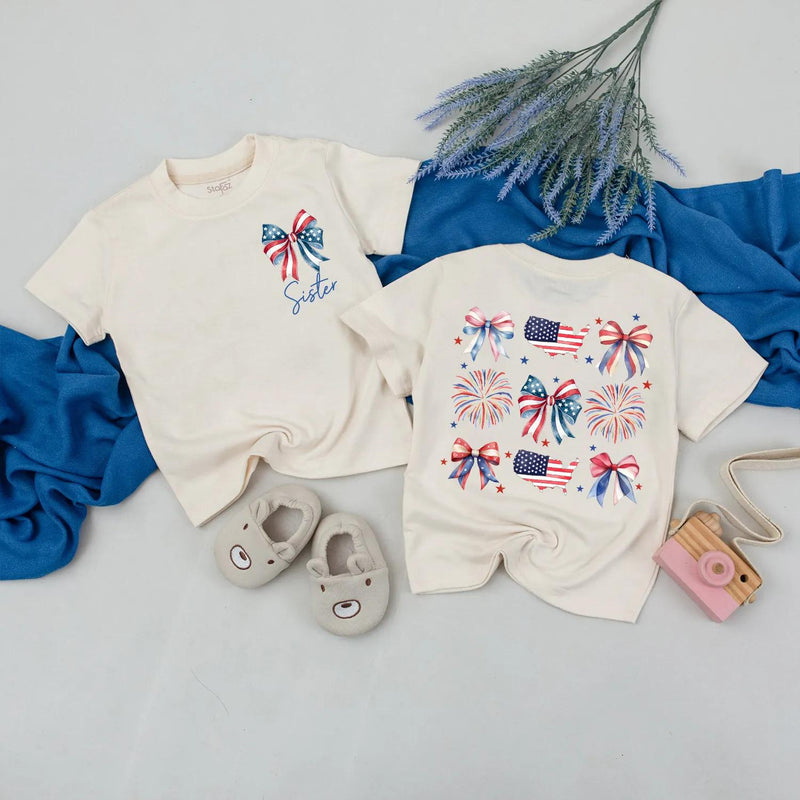 Patriotic Mama and Baby Matching Outfits Red White Blue Fireworks Family Shirts USA Romper Celebrate 4th of July Independence Day