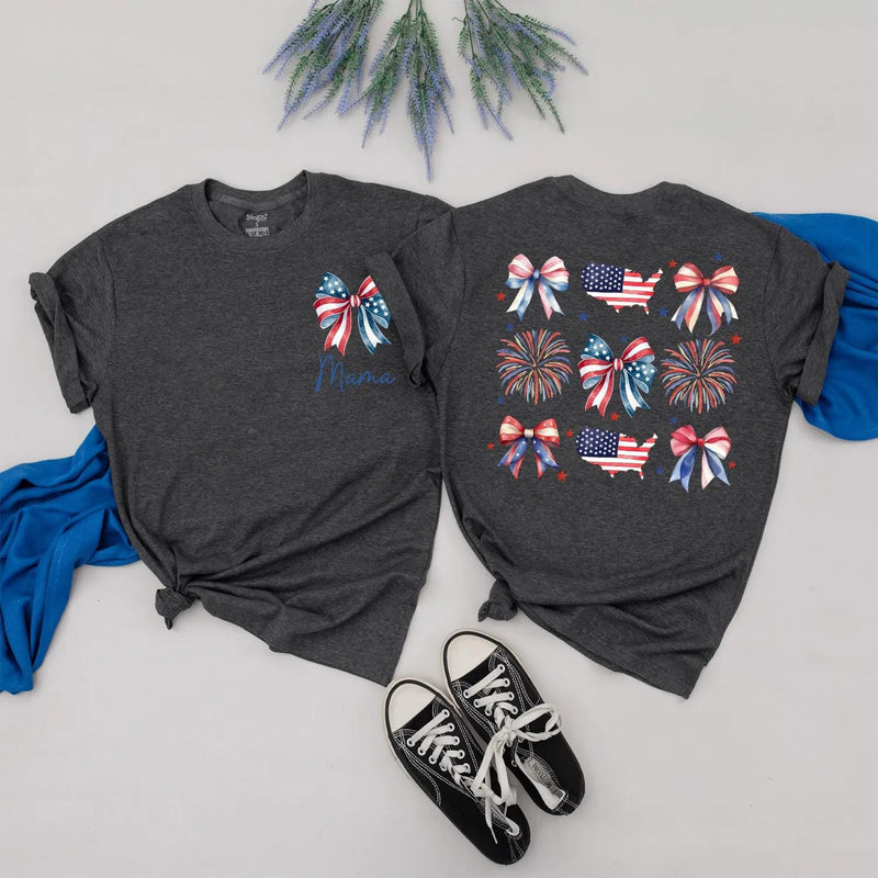 Patriotic Mama and Baby Matching Outfits Red White Blue Fireworks Family Shirts USA Romper Celebrate 4th of July Independence Day
