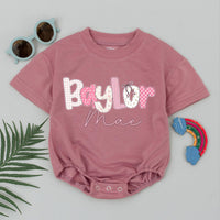Custom Baby Girl Romper with Pink Floral Name Design, Soft Cotton Bodysuit for Summer, Perfect Baby Shower Gift or Birthday Outfit