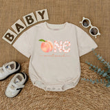 Personalized One Sweet Peach Birthday Romper Baby Girl First Birthday Party Outfit Soft Cotton Peach Lover Gift with Custom Name