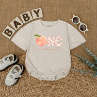 Personalized One Sweet Peach Birthday Romper Baby Girl First Birthday Party Outfit Soft Cotton Peach Lover Gift with Custom Name