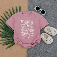 Personalized Seashell Baby Romper with Name, Short Sleeve Ocean-Themed Bodysuit for Summer, Soft Cotton Beach Outfit for Babies and Toddlers