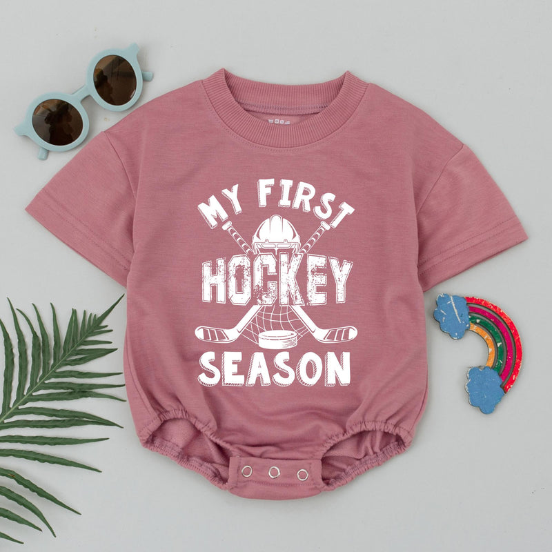 My First Hockey Season Romper for Baby Retro Sport Bodysuit Soft Cotton Comfortable Outfit Dad’s Little Hockey Buddy Nostalgic Gift