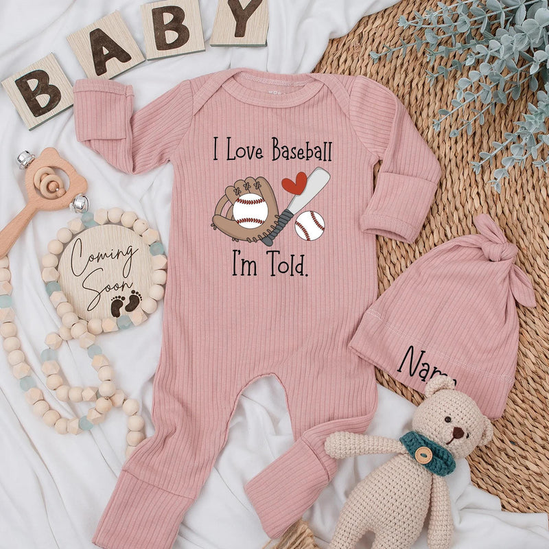 I Love Baseball Baby Romper with Funny Quote, Cute Sports Fan Outfit for Newborn Boy, Soft Cotton Long Sleeve, Game Day Baby Shower Gift