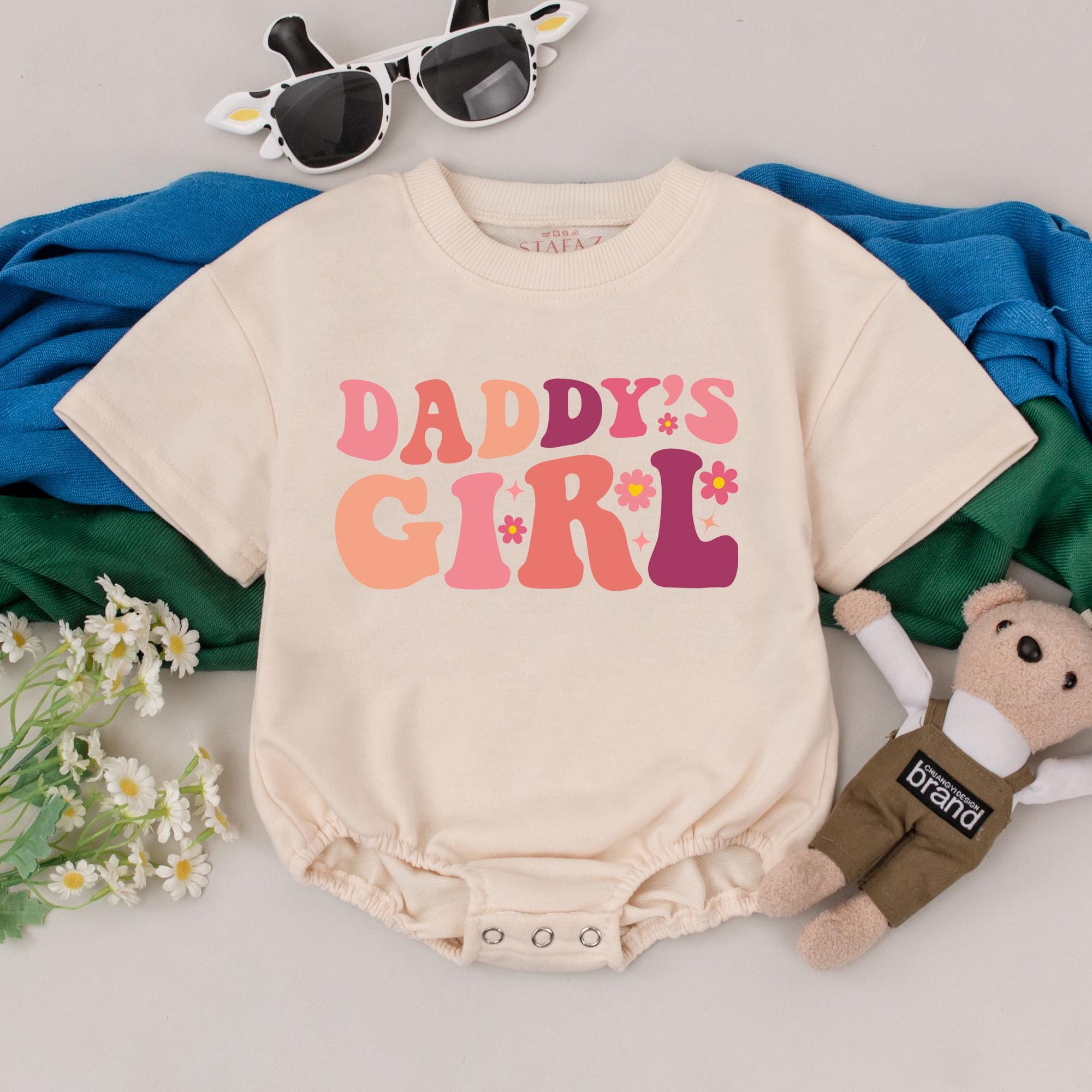 Daddy's Girl Romper Retro Flower Design Newborn Baby Outfit Gift First Father's Day Vibrant Pink Orange Purple Infant Girl Clothes