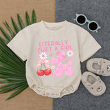 Literally Just A Girl Long Sleeve Bubble Romper with Pink Balloon Animals for Baby Girl Cute Toddler Outfit Fun Fall Style Gift