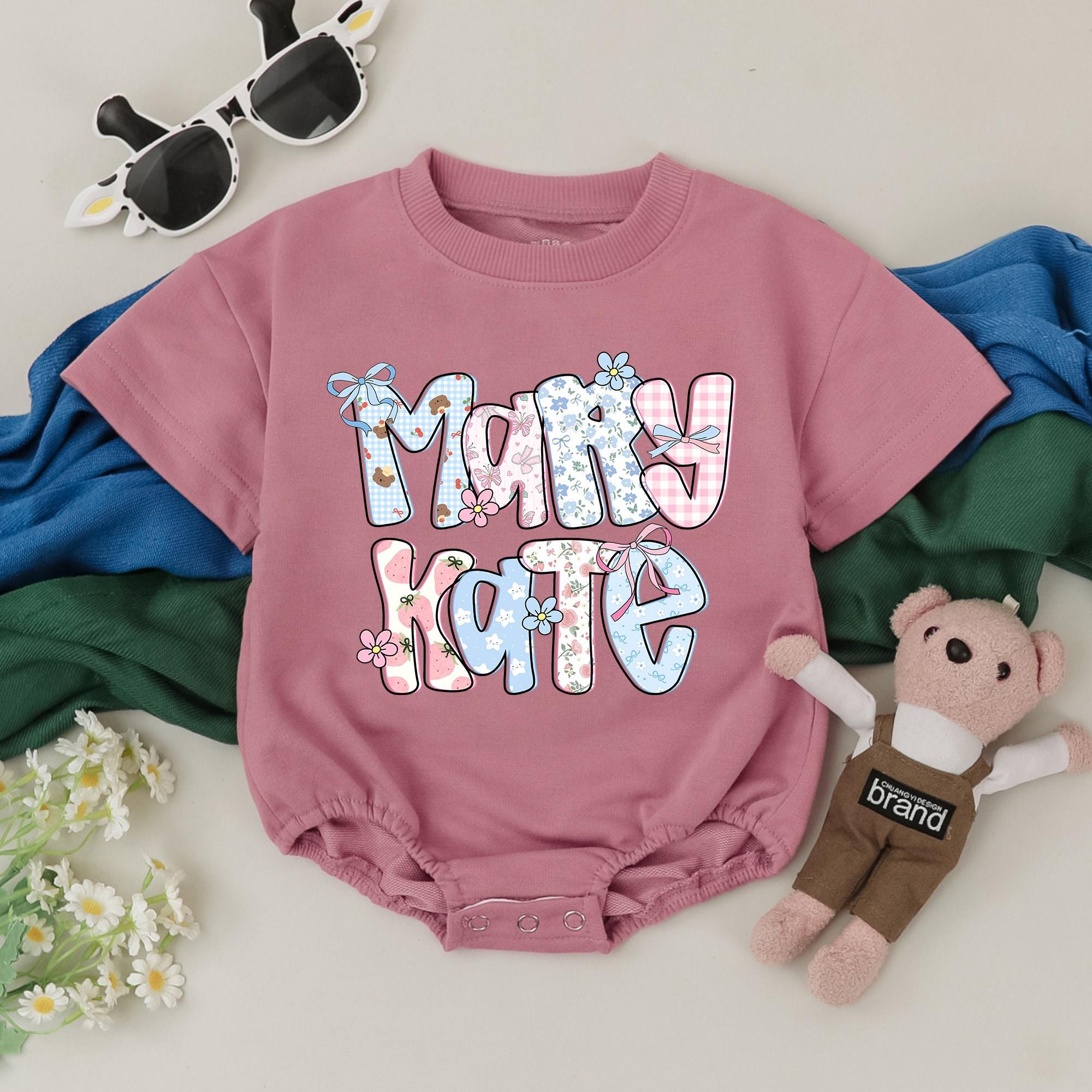 Custom Mary Kate Baby Girl Romper Floral Pastel Birthday Outfit Soft Cotton Infant First Birthday Clothing Baby Shower Gift