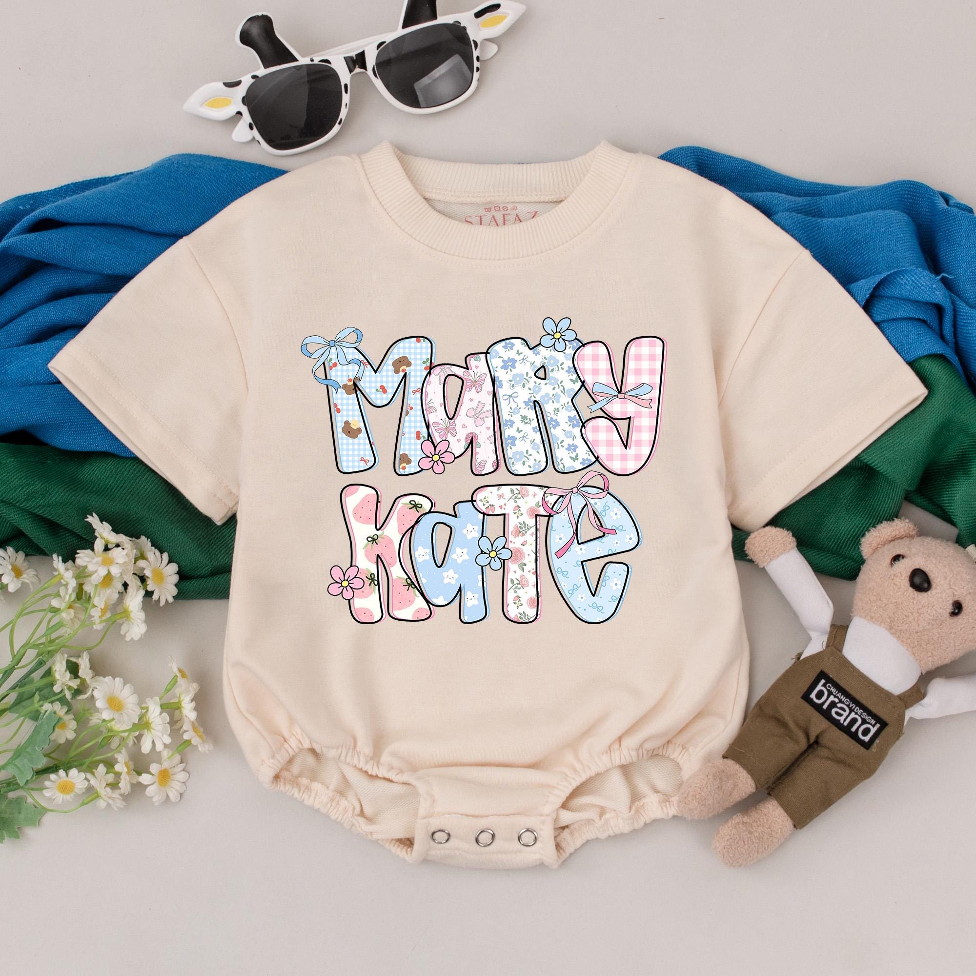 Custom Mary Kate Baby Girl Romper Floral Pastel Birthday Outfit Soft Cotton Infant First Birthday Clothing Baby Shower Gift