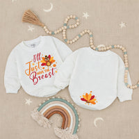 I'll Just Have The Breast Thanksgiving Baby Romper with Cartoon Turkey Newborn Outfit My First Turkey Day Cute Fall Design