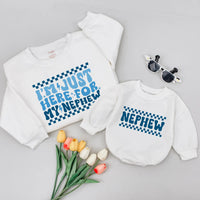 I'm Just Here for My Nephew Matching Retro Sweatshirts, Custom Aunt and Nephew Outfit, Trendy Gift for New Aunts, Cute Family Shirts