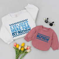 I'm Just Here for My Nephew Matching Retro Sweatshirts, Custom Aunt and Nephew Outfit, Trendy Gift for New Aunts, Cute Family Shirts