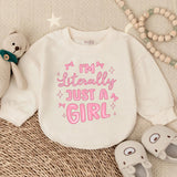 I'm Literally Just A Girl Long Sleeve Romper Fun Baby Girl Outfit Cute Pink Design Sparkles Bows Soft Cotton Newborn Gift Summer Clothes